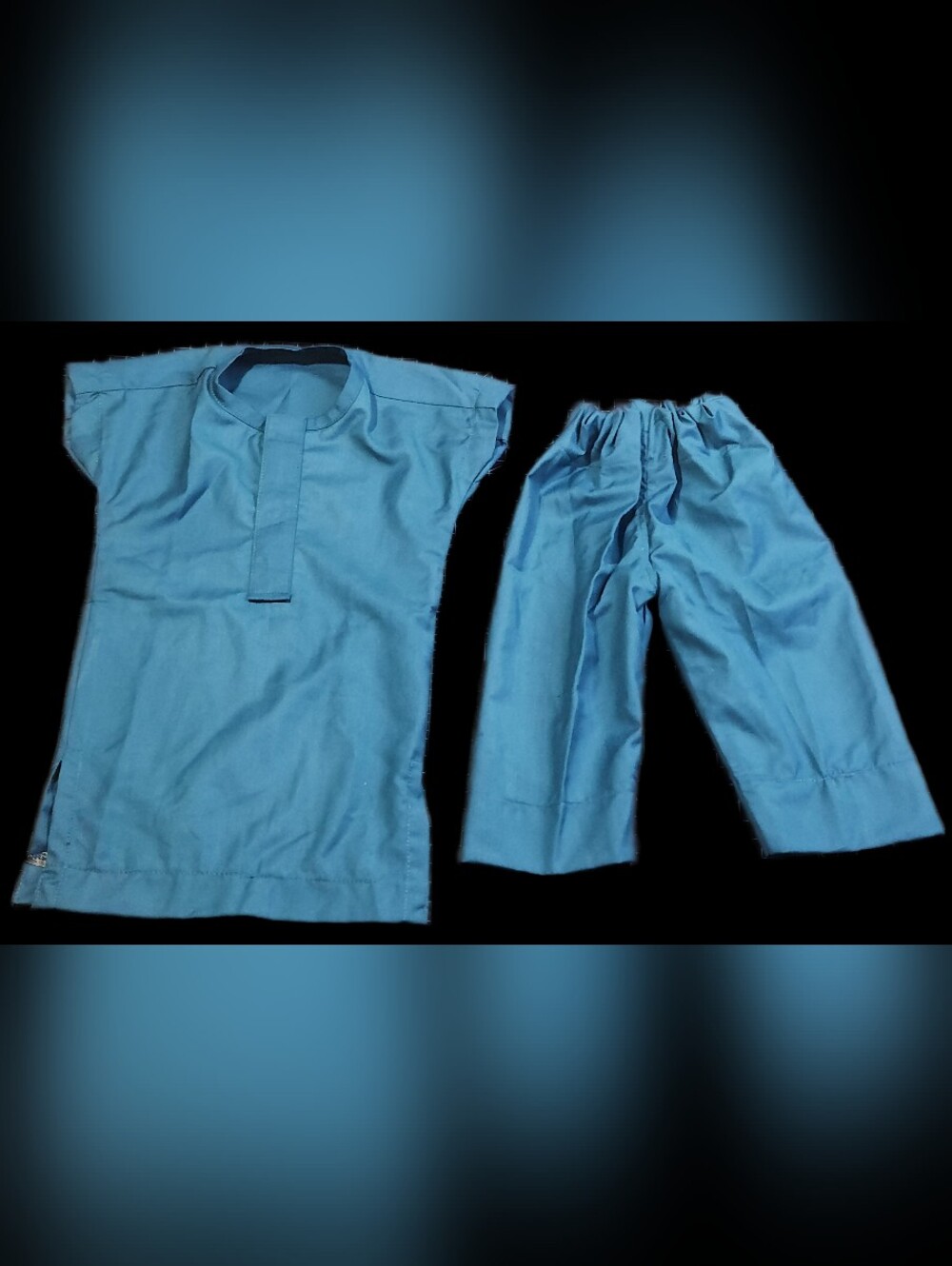 #KCB Two-Piece Tunic Top and Elastic Waist Pants in Teal Blue